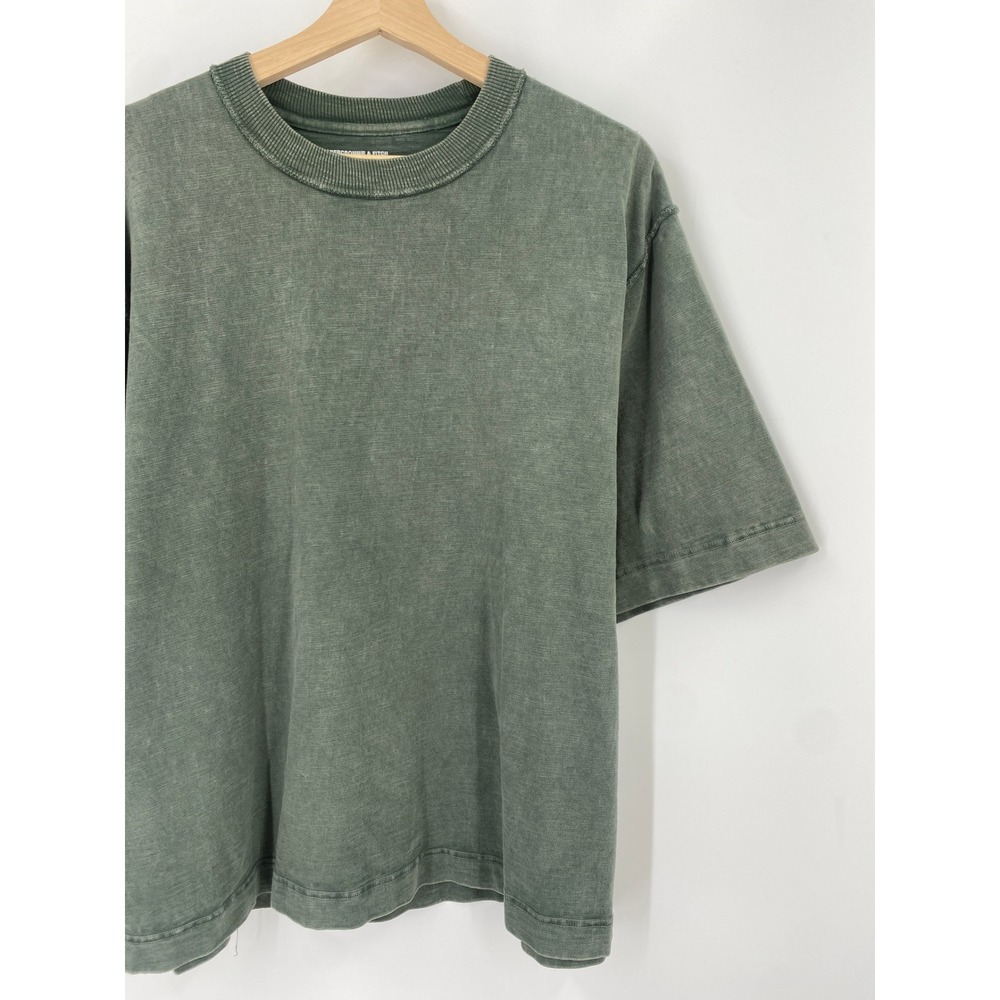 Abercrombie & Fitch Cropped Fit Slub Tee Mens Large Green Heavyweight Cotton